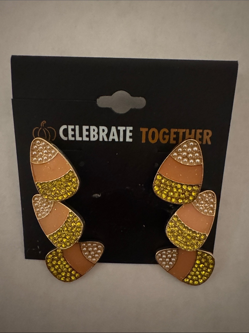 Kohl's Gold and Tan Candy Corn Cluster Drop Earrings
